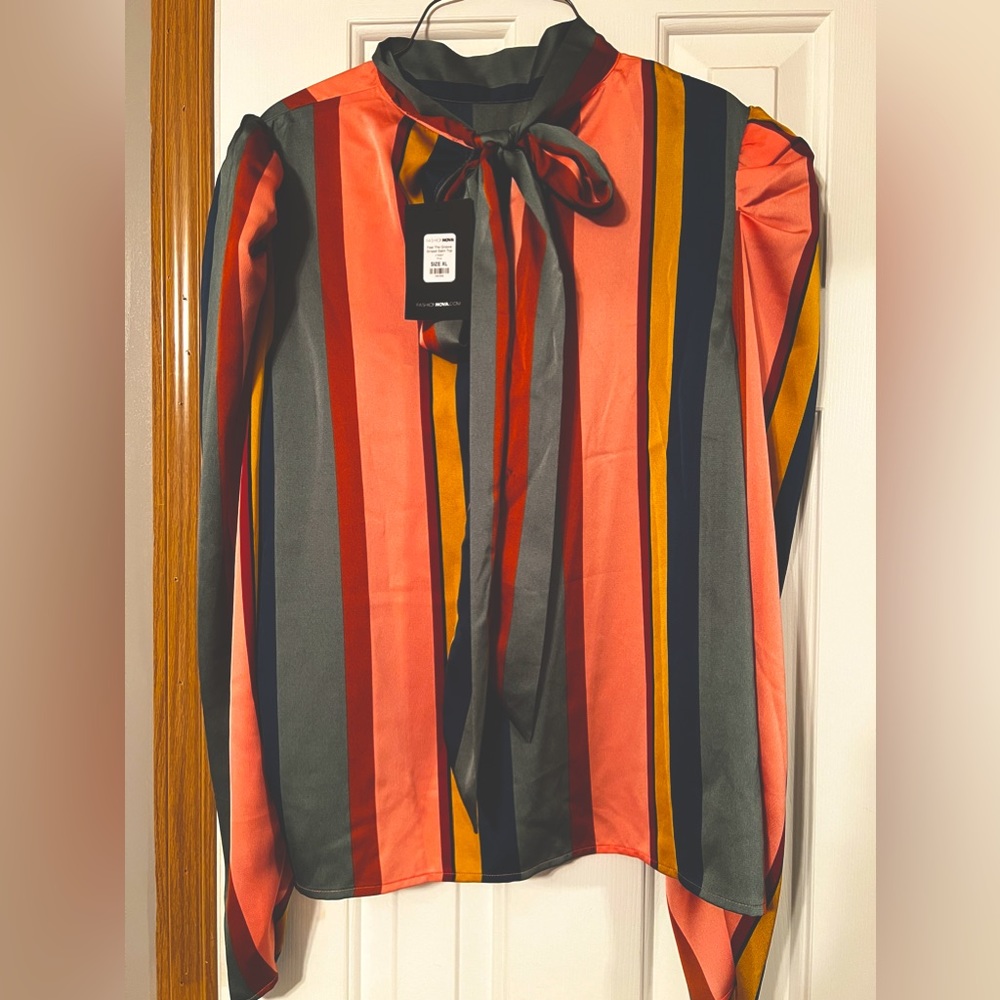 Feel The Groove Striped Satin Top
